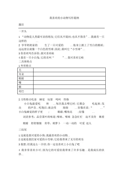 我喜欢的小动物写作提纲