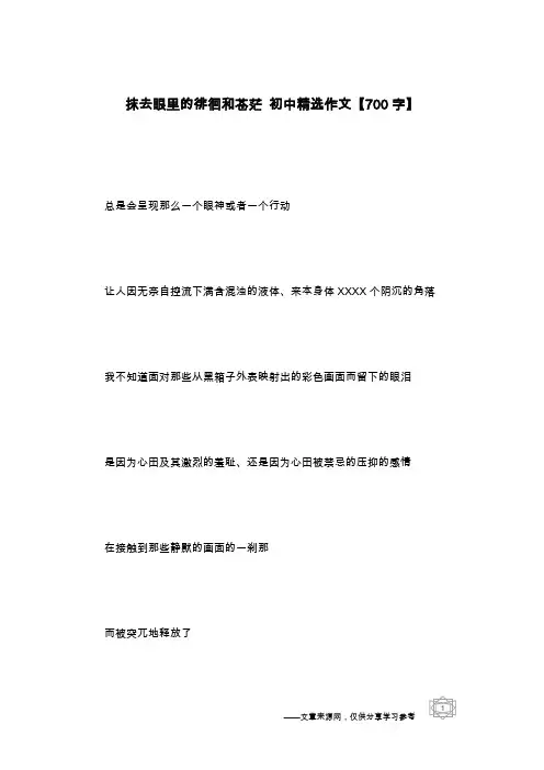 抹去眼里的徘徊和苍茫 初中精选作文【700字】