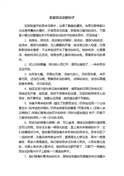 形容百合花的句子
