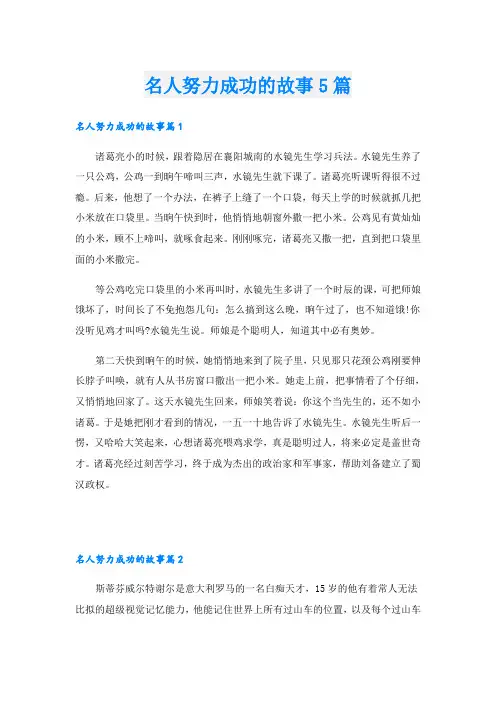 名人努力成功的故事5篇