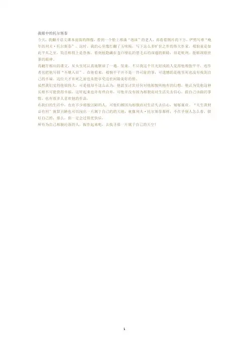 我眼中的托尔斯泰