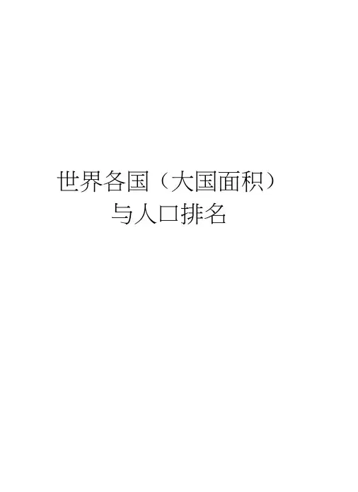 世界各国(大国面积)与人口排名知识讲解