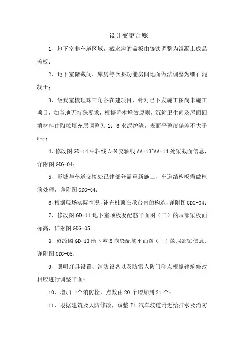 设计变更台账