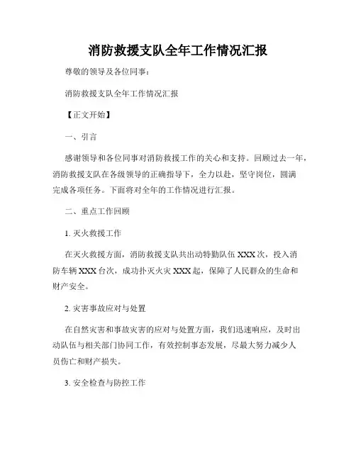 消防救援支队全年工作情况汇报