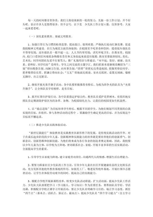 2020精选少先队工作计划4篇