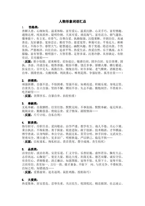 (完整版)人物形象词语汇总