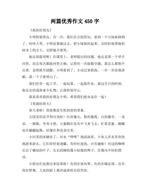 两篇优秀作文450字