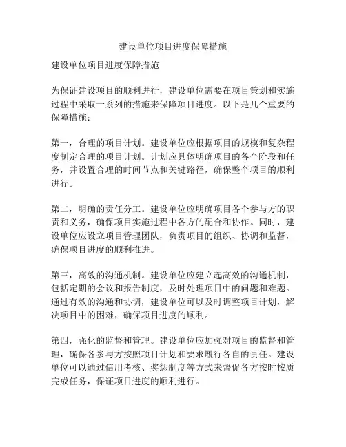 建设单位项目进度保障措施