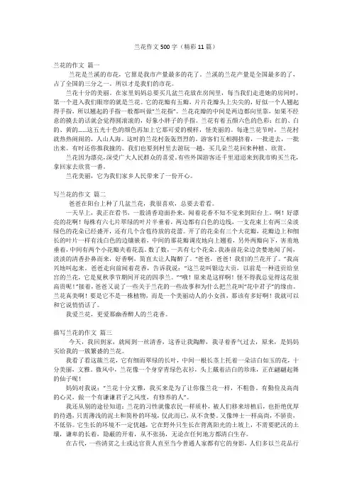 兰花作文500字(精彩11篇)