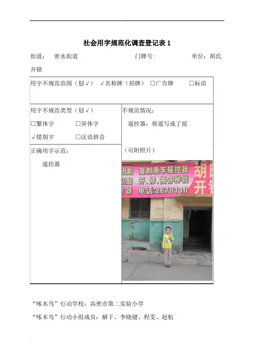 啄木鸟调查登记表