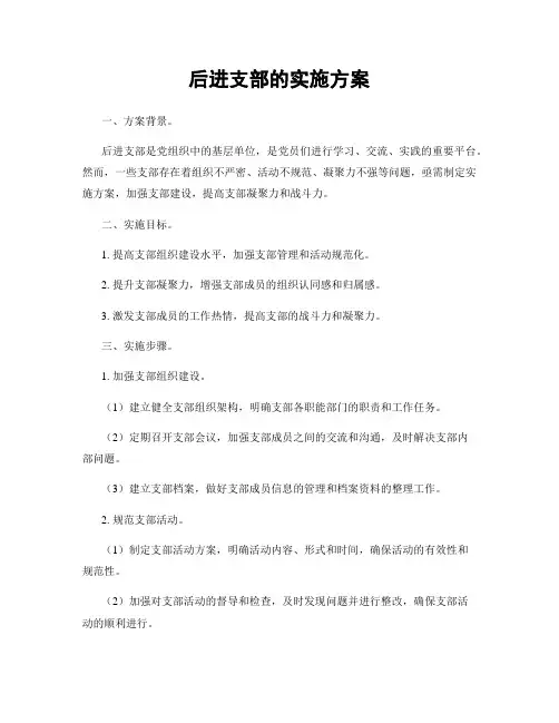 后进支部的实施方案