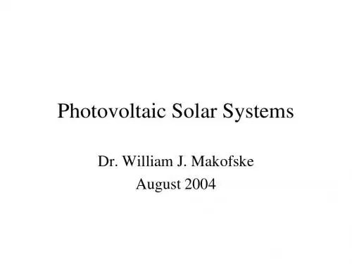 Photovoltaic Solar Systems