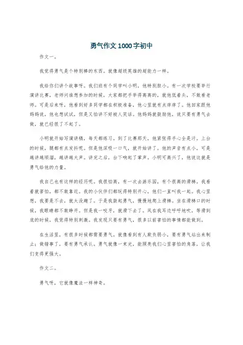 勇气作文1000字初中