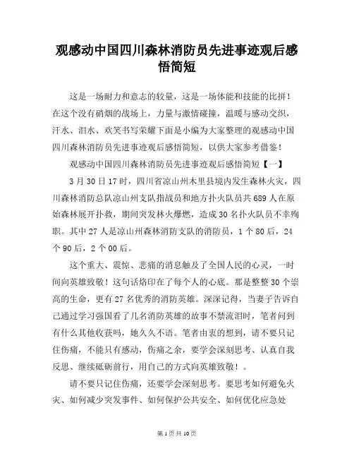 观感动中国四川森林消防员先进事迹观后感悟简短