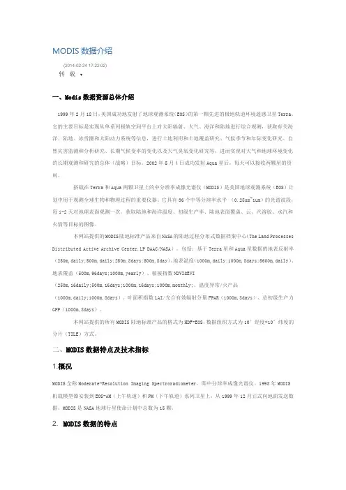 MODIS数据介绍