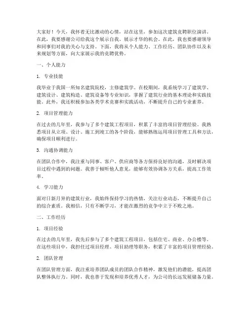 建筑竞聘职位演讲稿