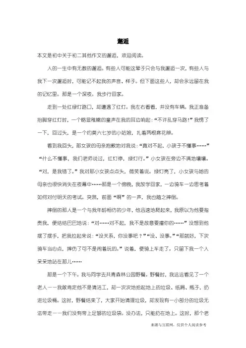 初二其他作文：邂逅