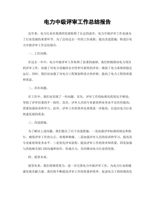电力中级评审工作总结报告