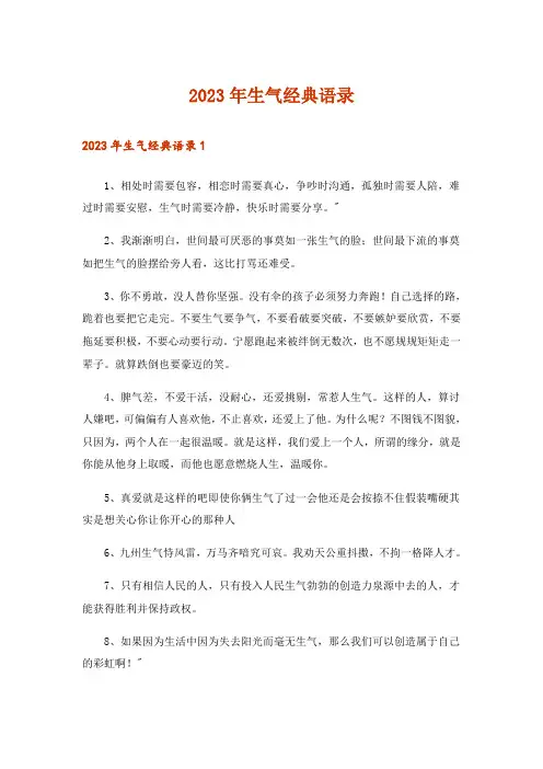2023年生气经典语录