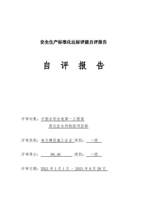 安全生产标准化达标评级自评报告