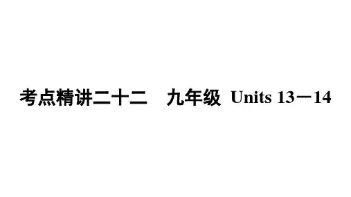 中考英语考点精讲二十二九年级Units 13-14