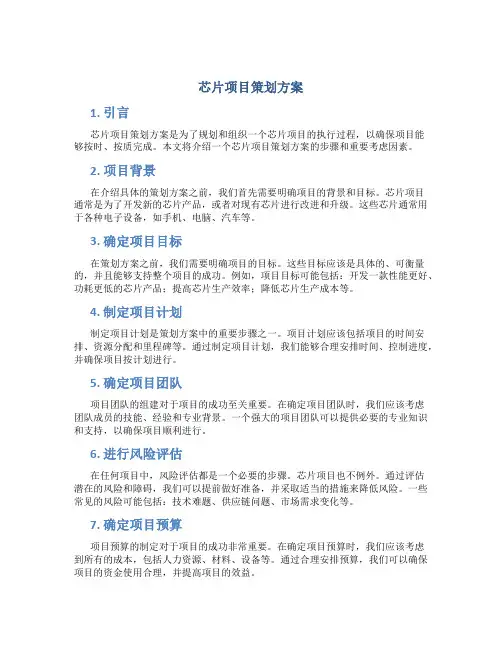 芯片项目策划方案