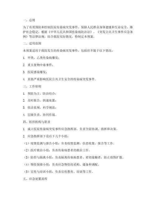 医院传染病突发事件应急预案方案