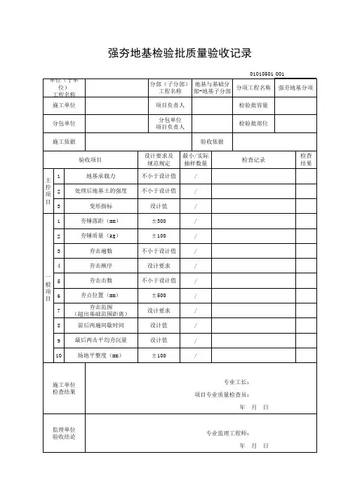 01010501强夯地基检验批质量验收记录
