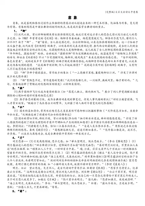 (完整版)文言文古诗文中意象