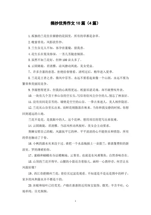 摘抄优秀作文10篇(4篇)