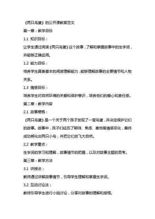 《两只鸟蛋》的公开课教案范文