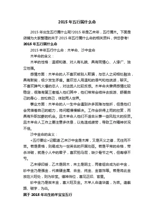 2015年五行属什么命