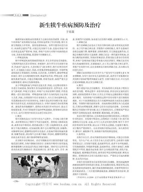 新生犊牛疾病预防及治疗