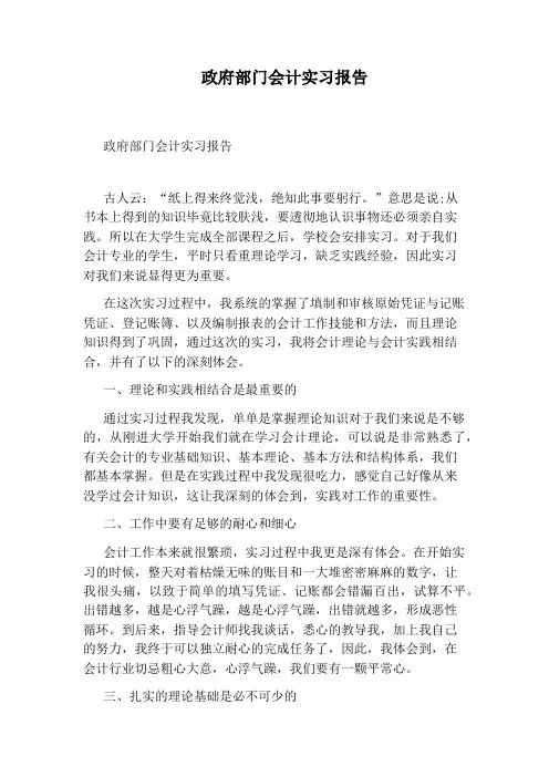 政府部门会计实习报告