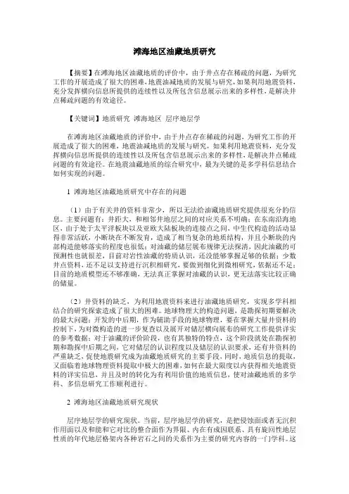 滩海地区油藏地质研究
