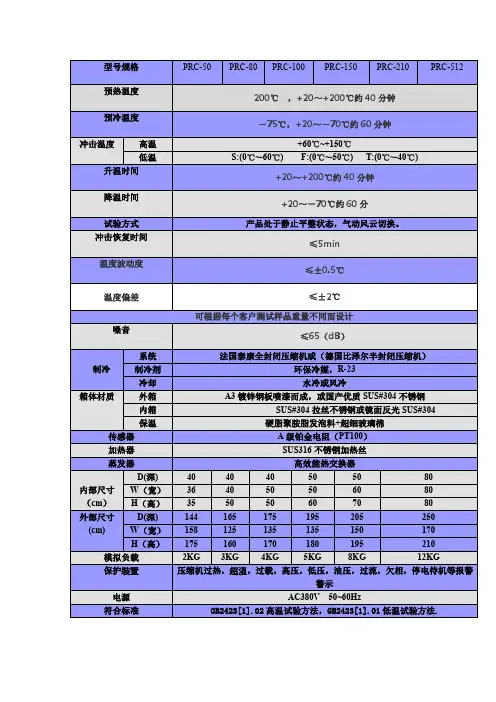 冷热冲击箱参数