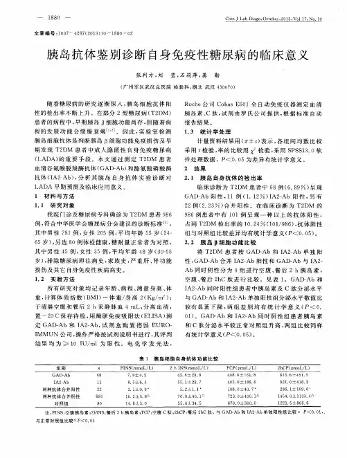 胰岛抗体鉴别诊断自身免疫性糖尿病的临床意义