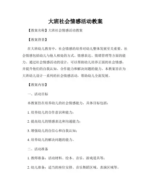 大班社会情感活动教案