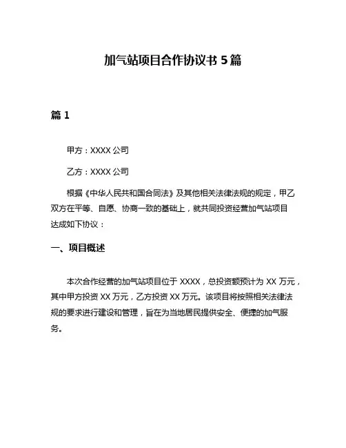 加气站项目合作协议书5篇