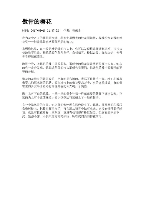 【初高中作文】傲骨的梅花