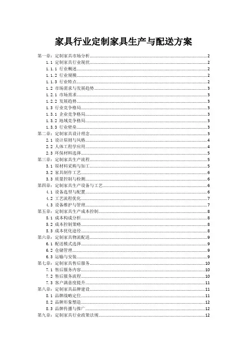家具行业定制家具生产与配送方案