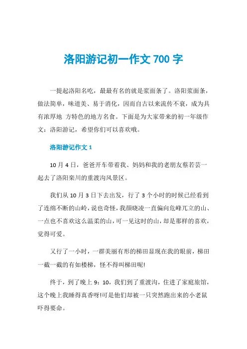 洛阳游记初一作文700字