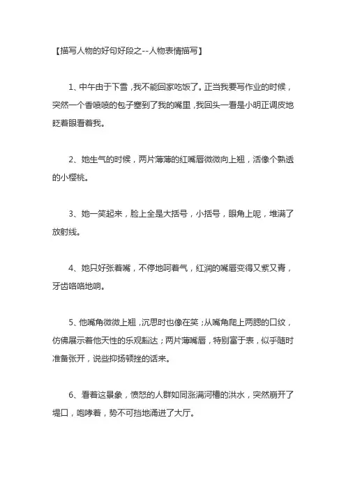人物表情描写好句好段