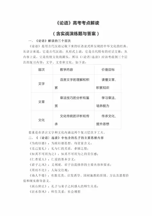 《论语》高考考点解读