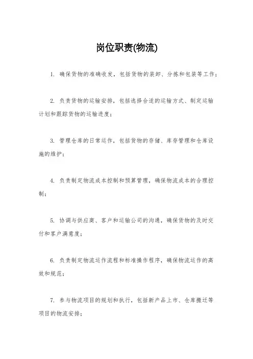 岗位职责(物流)