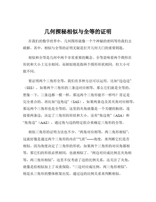 几何探秘相似与全等的证明