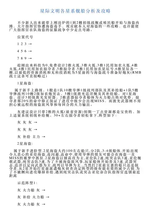 星际文明各星系舰船分析及攻略