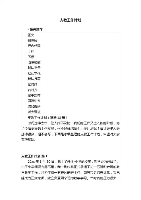 支教工作计划