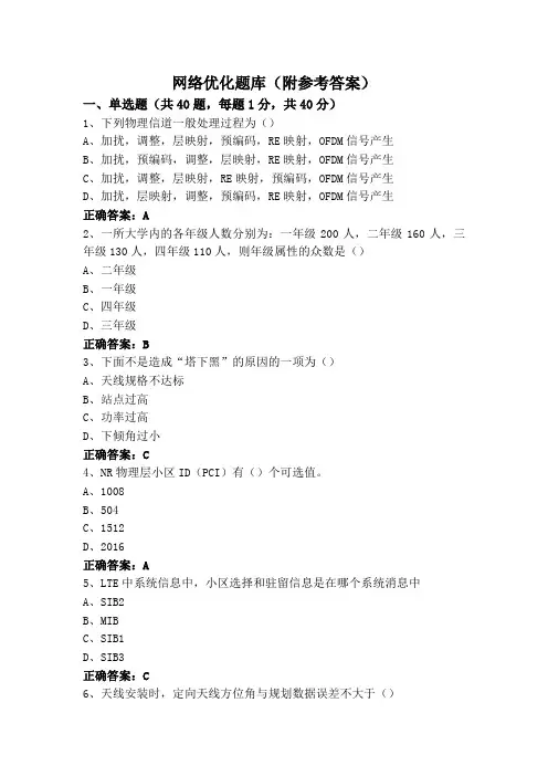 网络优化题库(附参考答案)