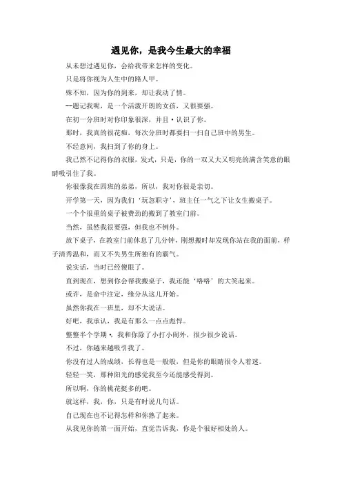 精彩作文大全-遇见你是我今生最大的幸福 精品